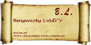 Benyovszky Lotár névjegykártya